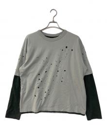BEAMS（ビームス）の古着「Layered Damage Long Sleeve レイヤード ダメージ Tシャツ T-Shirt」｜グレー