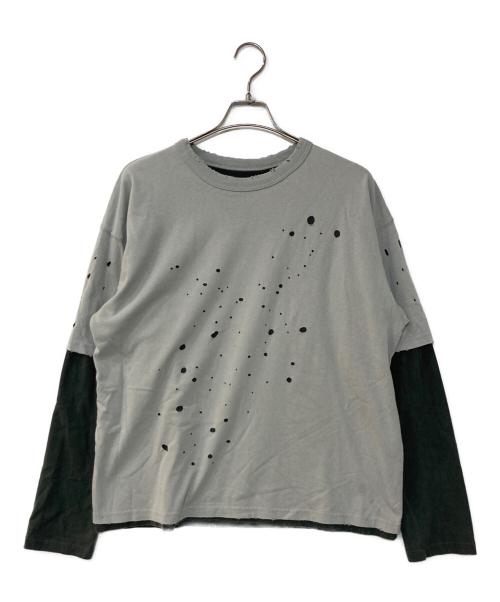 BEAMS（ビームス）BEAMS (ビームス) Layered Damage Long Sleeve レイヤード ダメージ Tシャツ T-Shirt グレー サイズ:Lの古着・服飾アイテム