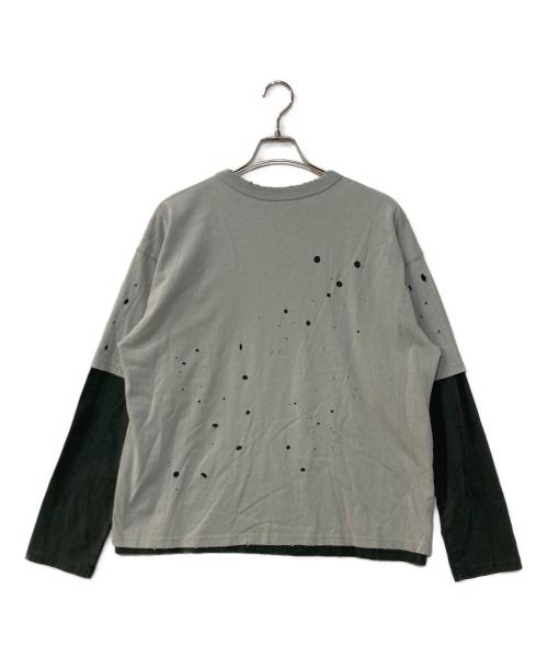 BEAMS（ビームス）BEAMS (ビームス) Layered Damage Long Sleeve レイヤード ダメージ Tシャツ T-Shirt グレー サイズ:Lの古着・服飾アイテム