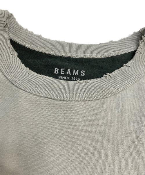 BEAMS（ビームス）BEAMS (ビームス) Layered Damage Long Sleeve レイヤード ダメージ Tシャツ T-Shirt グレー サイズ:Lの古着・服飾アイテム