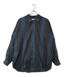 ADAM PATEK（アダムパテック）の古着「jacquard check-stripe shirt」｜ブラック