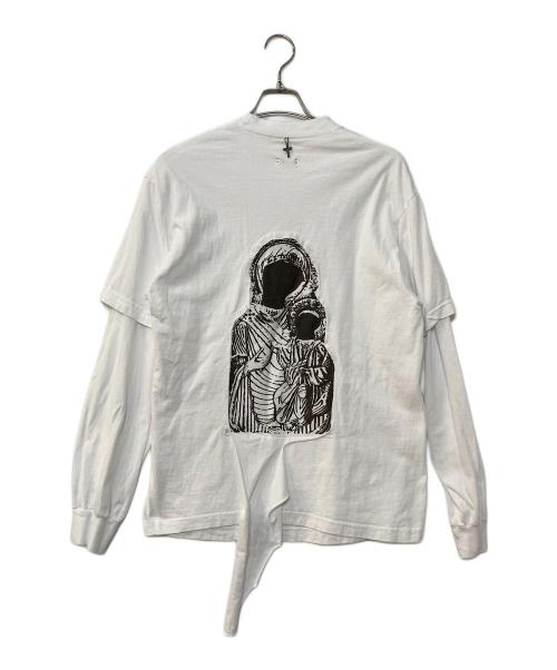 LES SIX（レ シス）LES SIX (レ シス) プリントレイヤードカットソー　FEMTIO-SEX-9-ICXC　PRINT LAYERED TEE　FEMTIO-SEX-9-ICXC ホワイトの古着・服飾アイテム