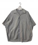 sillageシアージ）の古着「ストライプオープンカラーシャツ　開襟シャツ　OVER SIZE STRIPE SHIRTS」｜グレー