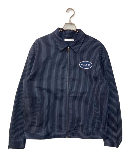 crest clothing（クレスト・クロージング）crest clothing (クレスト・クロージング) ピンストライプデリバリージャケット　PIN STRIPE DELIVERY JACKET　刺繍 ネイビー サイズ:Mの古着・服飾アイテム