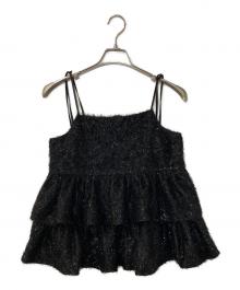 fiolily（フィオリリー）の古着「Sparkling Ribbon Camisole Tops ビスチェ」｜ブラック