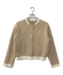 HER LIP TO（ハーリップトゥ）の古着「HLT Logo Knit Varsity Jacket」｜ベージュ