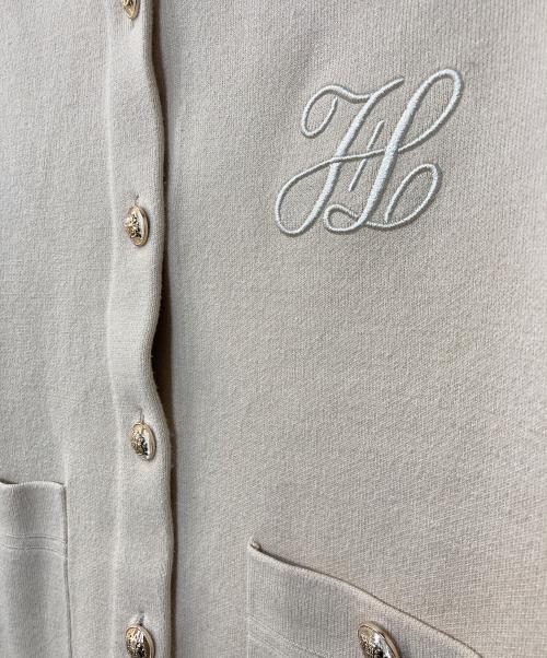 HER LIP TO（ハーリップトゥ）Her lip to (ハーリップトゥ) HLT Logo Knit Varsity Jacket ベージュ サイズ:Mの古着・服飾アイテム