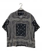 UNUSEDアンユーズド）の古着「bandanna short sleeve shirt ペイズリーショートスリーブシャツ」｜ブラック