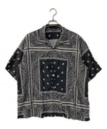 UNUSED（アンユーズド）の古着「bandanna short sleeve shirt ペイズリーショートスリーブシャツ」｜ブラック