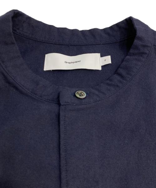 Graphpaper（グラフペーパー）Graphpaper (グラフペーパー) Oxford Oversized Band Collar Shirt ネイビー サイズ:Fの古着・服飾アイテム