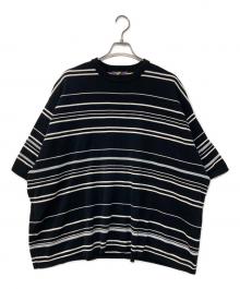 is-ness（イズネス）の古着「KNITTED FLASH BORDER T-SHIRT 半袖 ボーダー ニット」｜ホワイト×ブラック