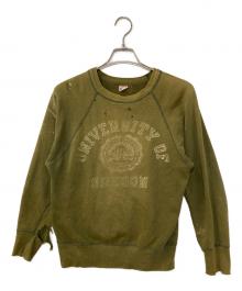Champion（チャンピオン）の古着「60's ヴィンテージカレッジロゴスウェット」｜オリーブ