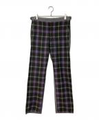 COMME des GARCONS HOMME PLUSコムデギャルソンオムプリュス）の古着「チェック柄ドッキング デニムパンツ」｜パープル×グレー