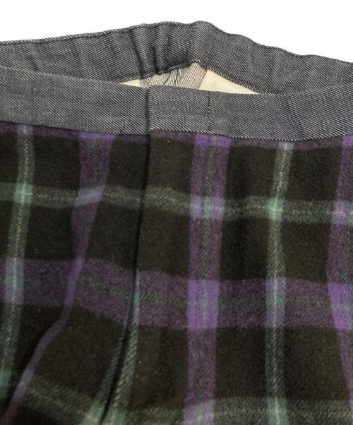 COMME des GARCONS HOMME PLUS（コムデギャルソンオムプリュス）COMME des GARCONS HOMME PLUS (コムデギャルソンオムプリュス) チェック柄ドッキング デニムパンツ パープル×グレー サイズ:Sの古着・服飾アイテム