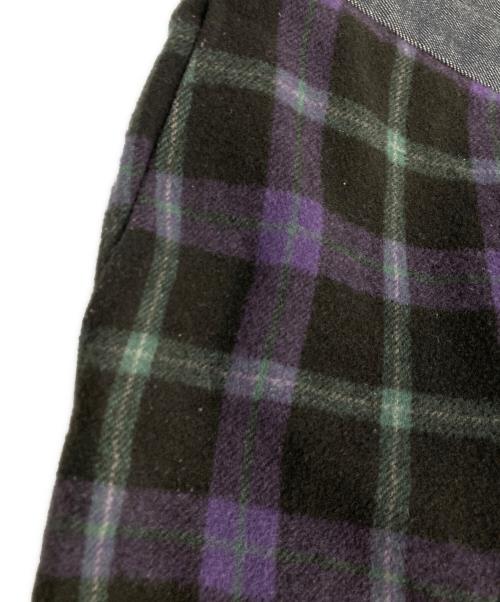 COMME des GARCONS HOMME PLUS（コムデギャルソンオムプリュス）COMME des GARCONS HOMME PLUS (コムデギャルソンオムプリュス) チェック柄ドッキング デニムパンツ パープル×グレー サイズ:Sの古着・服飾アイテム