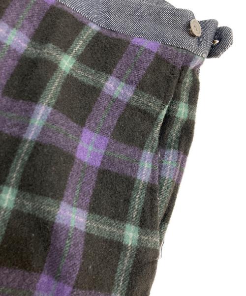 COMME des GARCONS HOMME PLUS（コムデギャルソンオムプリュス）COMME des GARCONS HOMME PLUS (コムデギャルソンオムプリュス) チェック柄ドッキング デニムパンツ パープル×グレー サイズ:Sの古着・服飾アイテム