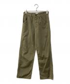 POST O'ALLSポストオーバーオールズ）の古着「シンチバッグワークパンツ　WORK PANTS」｜オリーブ