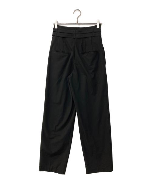 CINOH（チノ）CINOH (チノ) DOUBLE BELT TUCK PANTS ダブルベルトタックパンツ ブラック サイズ:36の古着・服飾アイテム