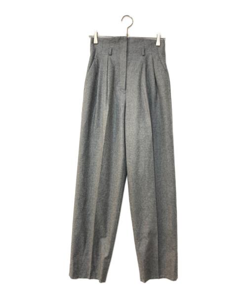 Mame Kurogouchi（マメクロゴウチ）Mame Kurogouchi (マメクロゴウチ) Wool Flannel Wide Tapered Trousers ワイドテーパードパンツ グレー サイズ:2の古着・服飾アイテム