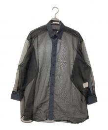 HYKE（ハイク）の古着「OXFORD SHIRT WITH SHEER DETAILING シアーロングシャツ」｜ブラック