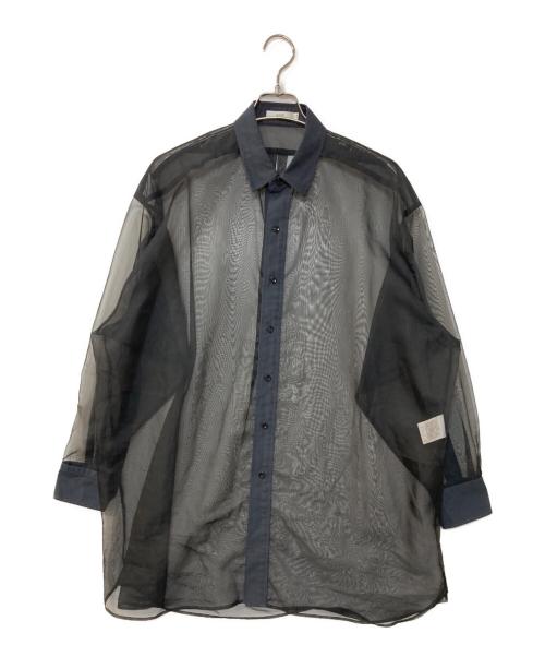 HYKE（ハイク）HYKE (ハイク) OXFORD SHIRT WITH SHEER DETAILING シアーロングシャツ ブラック サイズ:2の古着・服飾アイテム