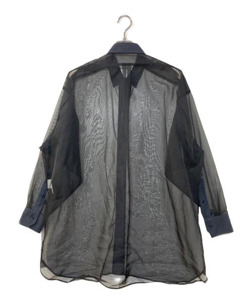 HYKE（ハイク）HYKE (ハイク) OXFORD SHIRT WITH SHEER DETAILING シアーロングシャツ ブラック サイズ:2の古着・服飾アイテム
