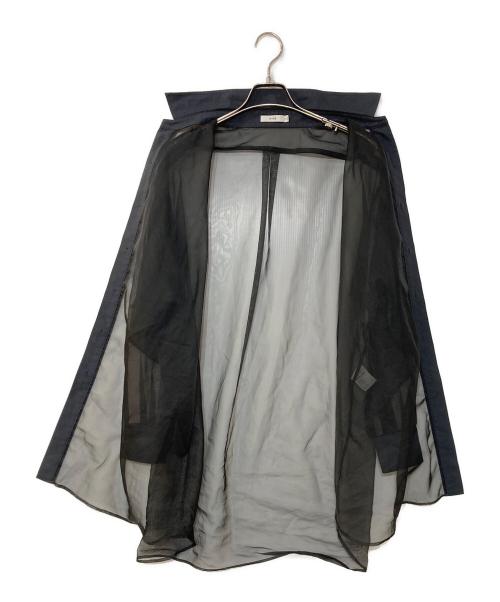 HYKE（ハイク）HYKE (ハイク) OXFORD SHIRT WITH SHEER DETAILING シアーロングシャツ ブラック サイズ:2の古着・服飾アイテム