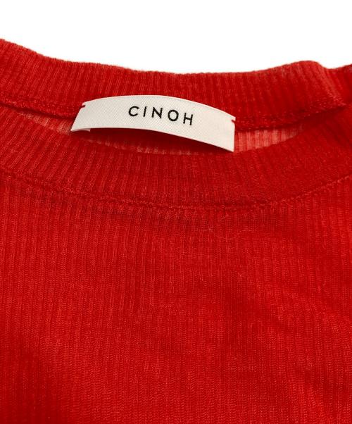CINOH（チノ）CINOH (チノ) TENCEL CASHMERE RIB T-SHIRT テンセルカシミヤリブTシャツ  レッド サイズ:38の古着・服飾アイテム