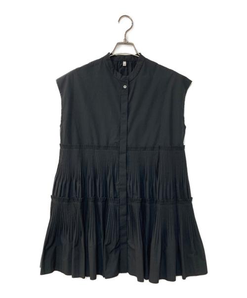 BEARDSLEY（ビアズリー）BEARDSLEY (ビアズリー) プリーツティアードブラウス ブラック サイズ:Fの古着・服飾アイテム