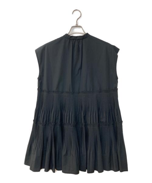 BEARDSLEY（ビアズリー）BEARDSLEY (ビアズリー) プリーツティアードブラウス ブラック サイズ:Fの古着・服飾アイテム