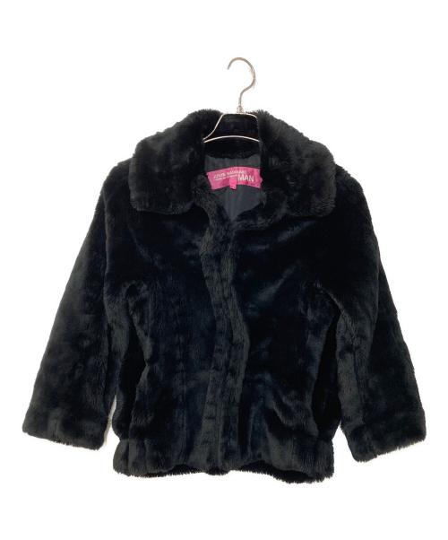 COMME des GARCONS JUNYA WATANABE MAN（コム デ ギャルソン ジュンヤ ワタナベ マン）COMME des GARCONS JUNYA WATANABE MAN (コム デ ギャルソン ジュンヤ ワタナベ マン) フェイクファーフックジャケット ブラック サイズ:Sの古着・服飾アイテム