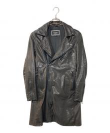 hysterics（ヒステリックス）の古着「Goatskin leather double rider's coat ゴートスキンレザー ダブルライダースコート」｜ブラック