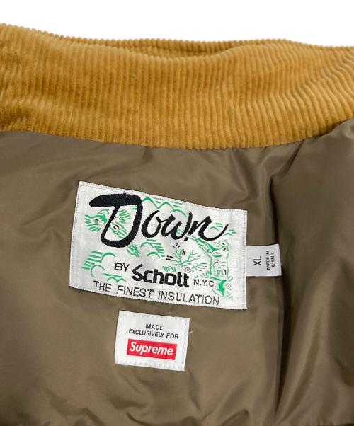 Schott（ショット）Schott (ショット) SUPREME (シュプリーム) Canvas Down Trucker Jacket キャンバス ダウン トラッカージャケット ホワイト×ブラウン サイズ:XLの古着・服飾アイテム