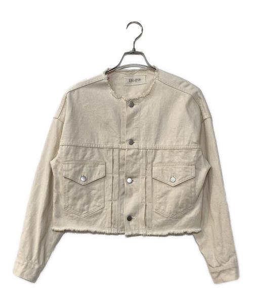ESLOW（エスロー）ESLOW (エスロー) ノーカラーデニムジャケット ホワイト サイズ:Fの古着・服飾アイテム