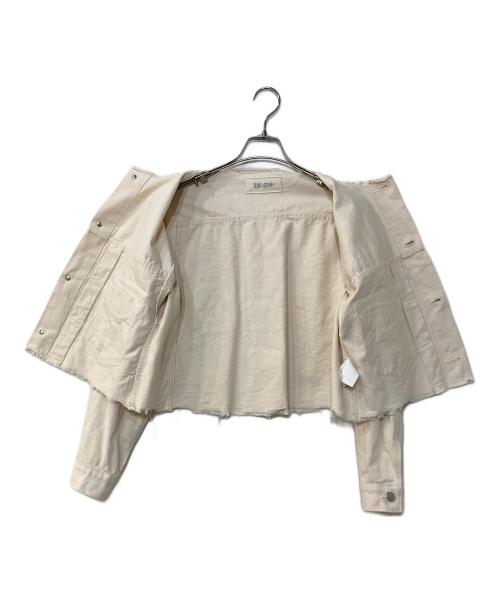 ESLOW（エスロー）ESLOW (エスロー) ノーカラーデニムジャケット ホワイト サイズ:Fの古着・服飾アイテム