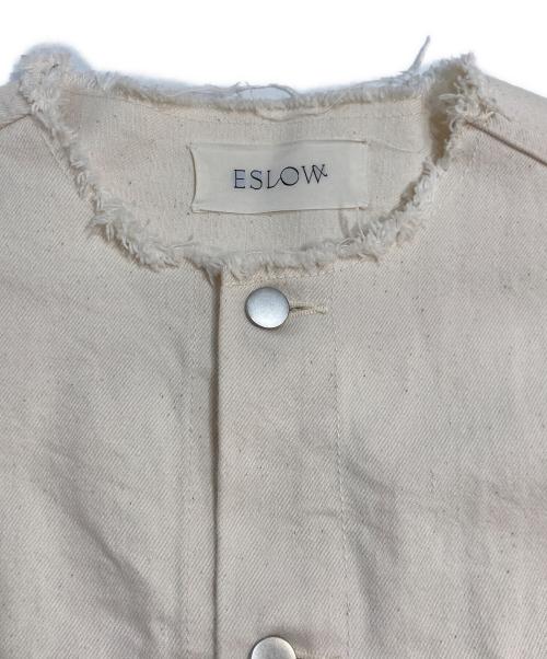 ESLOW（エスロー）ESLOW (エスロー) ノーカラーデニムジャケット ホワイト サイズ:Fの古着・服飾アイテム
