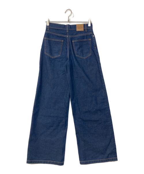 maison kitsune（メゾンキツネ）MAISON KITSUNE (メゾンキツネ) ハイウエストワイドレッグデニムパンツ インディゴ サイズ:25の古着・服飾アイテム
