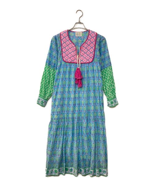 SZ Blockprints（エスゼットブロックプリント）SZ Blockprints (エスゼットブロックプリント) Cotton Phool Print Dress ワンピース ブルー サイズ:XSの古着・服飾アイテム