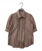 BURBERRY BLUE LABELバーバリー ブルー レーベル）の古着「ストライプフリルシャツ」｜ブラウン