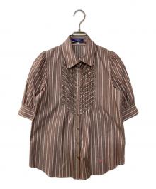BURBERRY BLUE LABEL（バーバリー ブルー レーベル）の古着「ストライプフリルシャツ」｜ブラウン