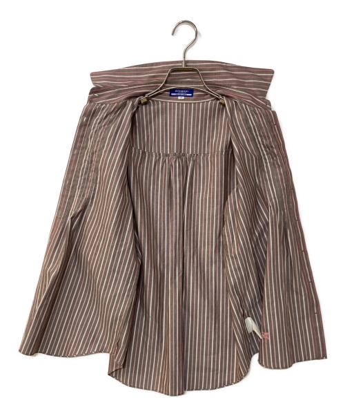 BURBERRY BLUE LABEL（バーバリー ブルー レーベル）BURBERRY BLUE LABEL (バーバリー ブルー レーベル) ストライプフリルシャツ ブラウン サイズ:38の古着・服飾アイテム