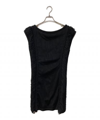 ジャンポールゴルチエ ノースリーブワンピース サイドギャザー ストレッチ素材 黒 中古・古着通販】Jean Paul GAULTIER (ジャンポールゴルチェ) デザイン