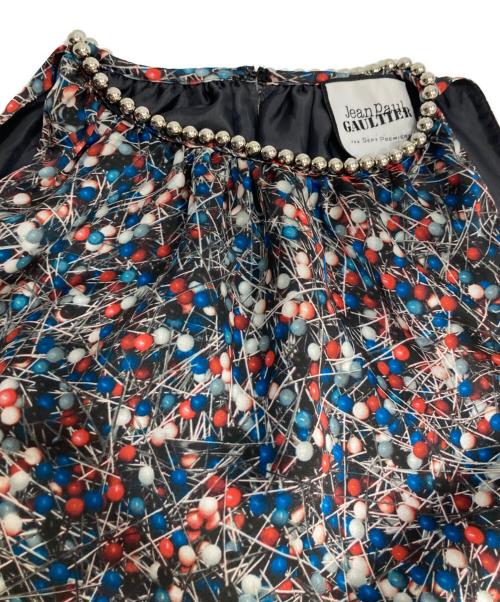 Jean Paul GAULTIER（ジャンポールゴルチェ）Jean Paul GAULTIER (ジャンポールゴルチェ) まち針柄ノースリーブワンピース レッド×ブルー サイズ:38の古着・服飾アイテム