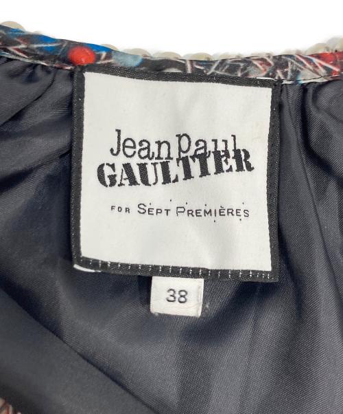 Jean Paul GAULTIER（ジャンポールゴルチェ）Jean Paul GAULTIER (ジャンポールゴルチェ) まち針柄ノースリーブワンピース レッド×ブルー サイズ:38の古着・服飾アイテム