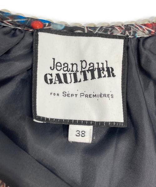 Jean Paul GAULTIER（ジャンポールゴルチェ）Jean Paul GAULTIER (ジャンポールゴルチェ) まち針柄ノースリーブワンピース レッド×ブルー サイズ:38の古着・服飾アイテム