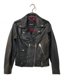 DIESEL（ディーゼル）の古着「カウレザーダブルライダース」｜ブラック