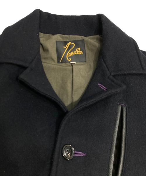 Needles（ニードルズ）Needles (ニードルズ) レザーエルボーパッチウールジャケット ネイビー サイズ:Sの古着・服飾アイテム