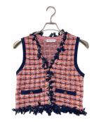 MAISON SPECIALメゾンスペシャル）の古着「Tweed Knit Vest ツイードニットベスト」｜ピンク