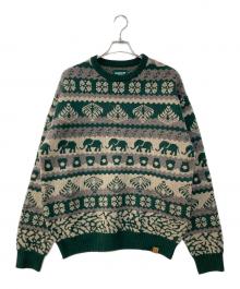 BEAMS×STARBUCKS COFFEE（ビームス×スターバックス コーヒー）の古着「コラボジャカードクルーニット」｜グリーン