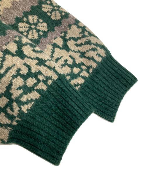 BEAMS（ビームス）BEAMS (ビームス) STARBUCKS COFFEE (スターバックス コーヒー) コラボジャカードクルーニット グリーン サイズ:Lの古着・服飾アイテム